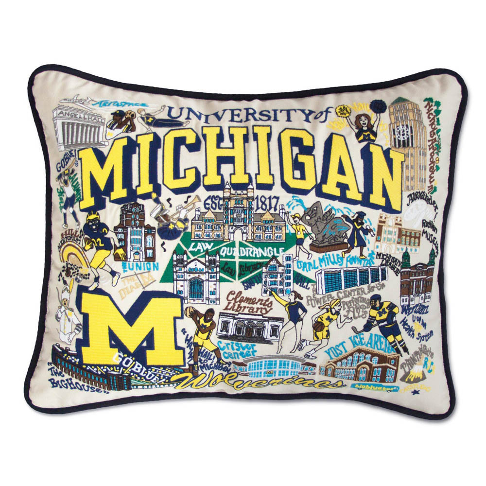 Michigan, University of Collegiate Embroidered Pillow by CatStudio