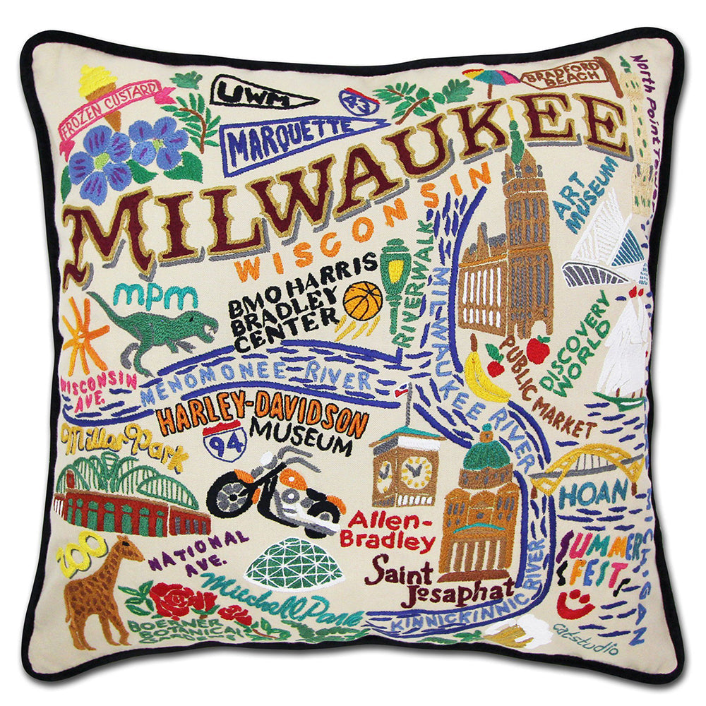 Milwaukee Hand-Embroidered Pillow