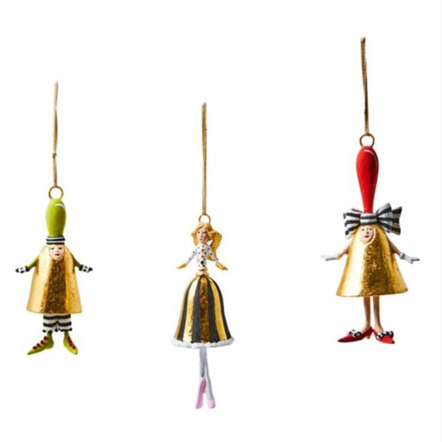 Mini Bell Ornaments, Set of 3 by Patience Brewster 