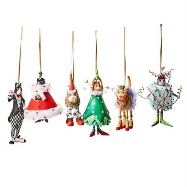 Mini Cat Ornaments, Set of 6 by Patience Brewster 
