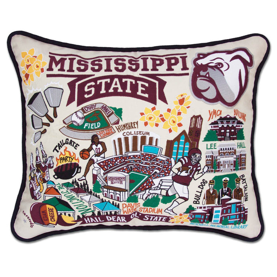 Mississippi State University Collegiate Embroidered Pillow by CatStudio