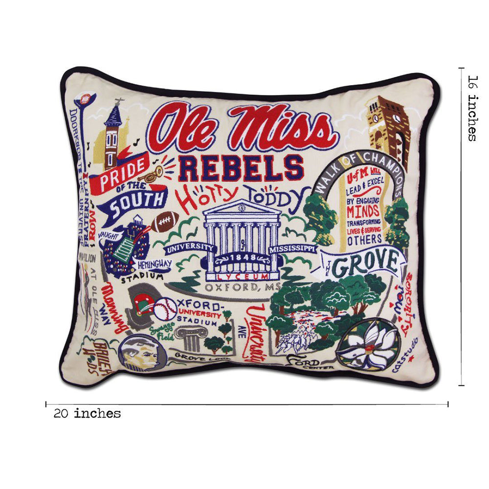 Mississippi, University of (Ole Miss.) Collegiate Hand-Embroidered Pillow