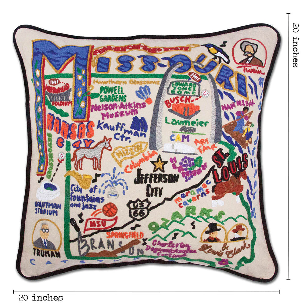 Missouri Hand-Embroidered Pillow