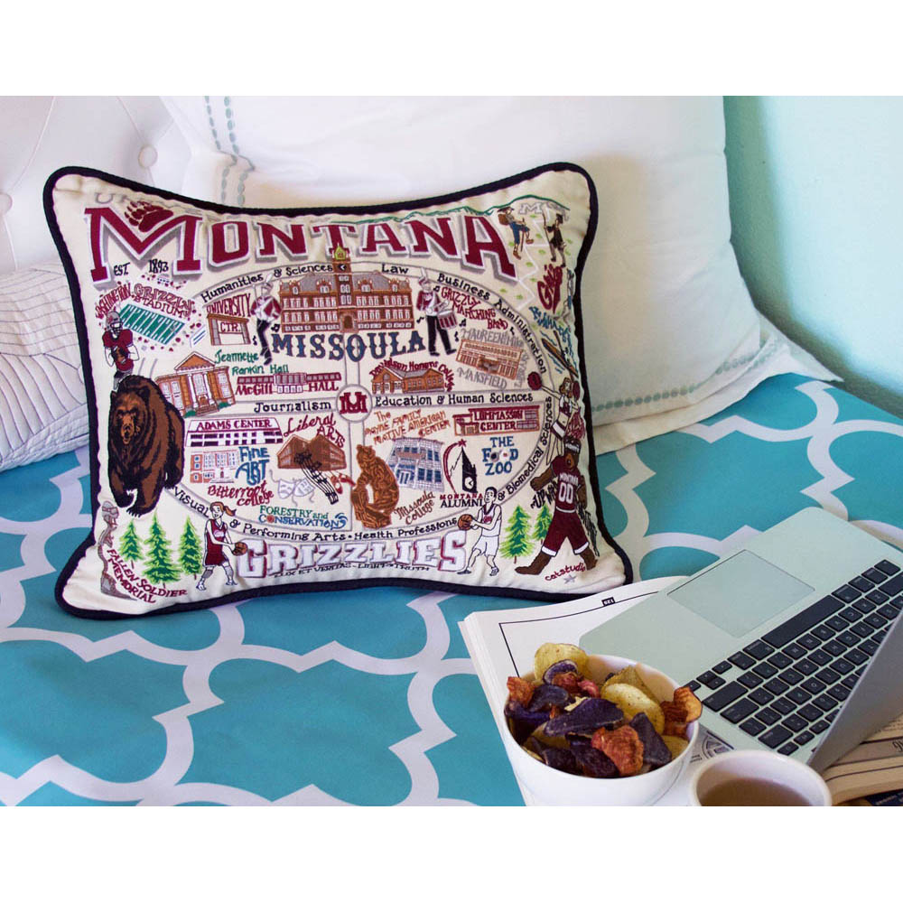 Montana, University of Collegiate Embroidered Pillow by CatStudio