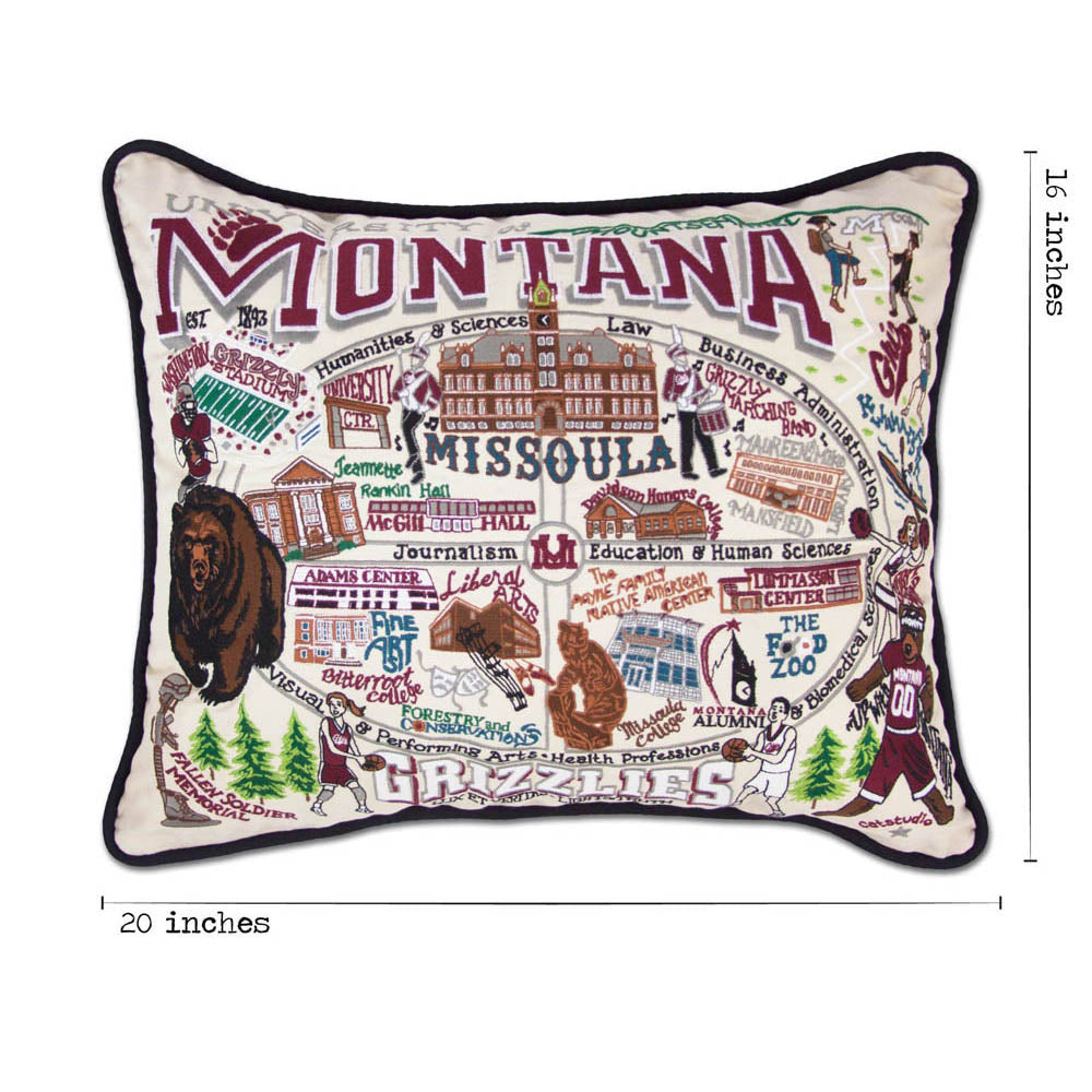 Montana, University of Collegiate Embroidered Pillow by CatStudio
