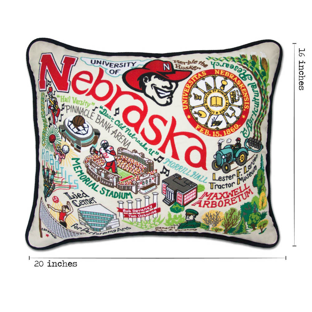 Nebraska, University of Collegiate Embroidered Pillow by CatStudio