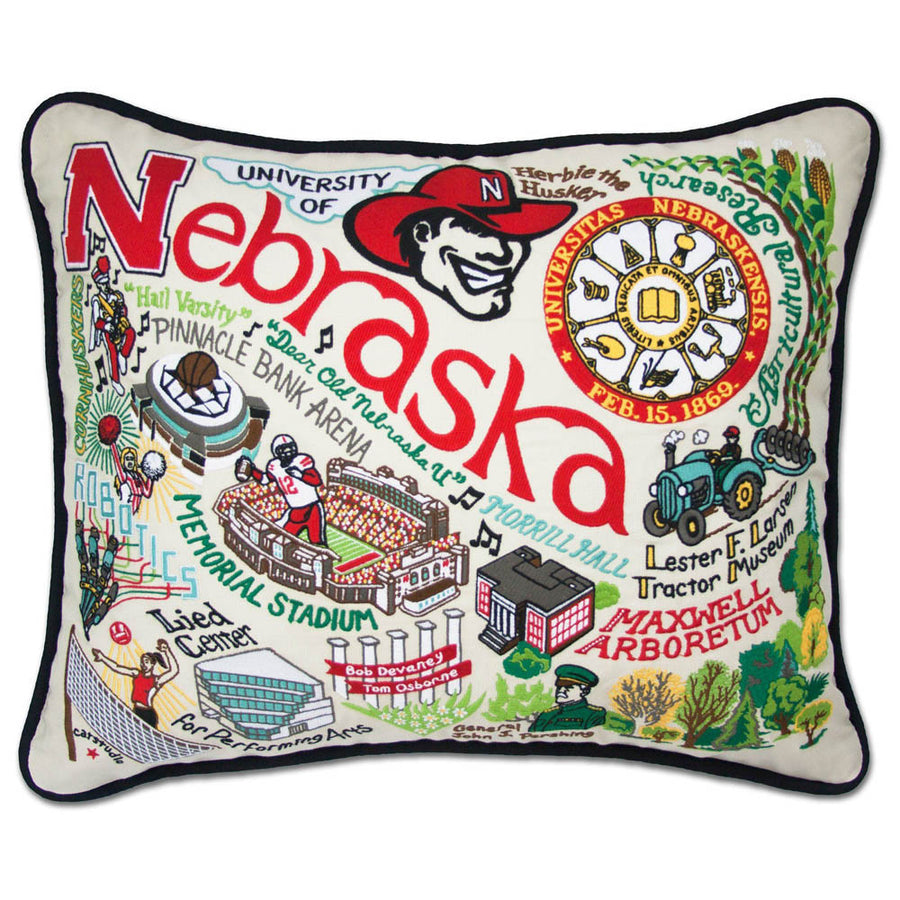 Nebraska, University of Collegiate Embroidered Pillow by CatStudio