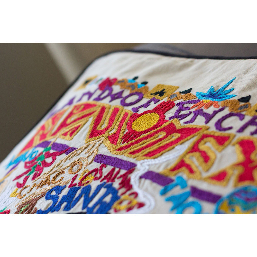 New Mexico Hand-Embroidered Pillow