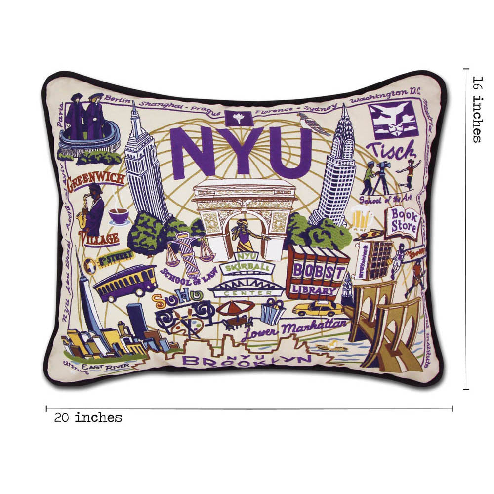 New York University (NYU) Collegiate Embroidered Pillow by CatStudio