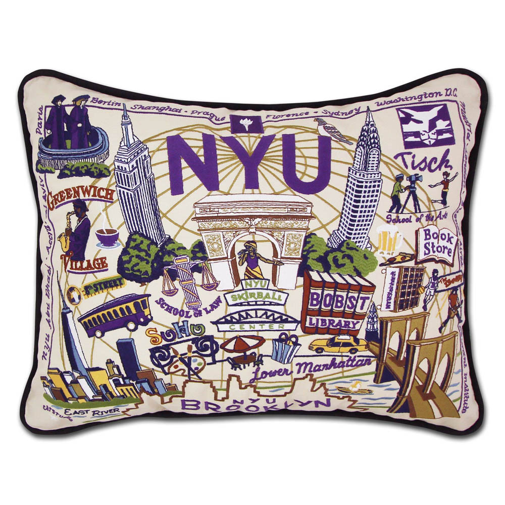 New York University (NYU) Collegiate Embroidered Pillow by CatStudio