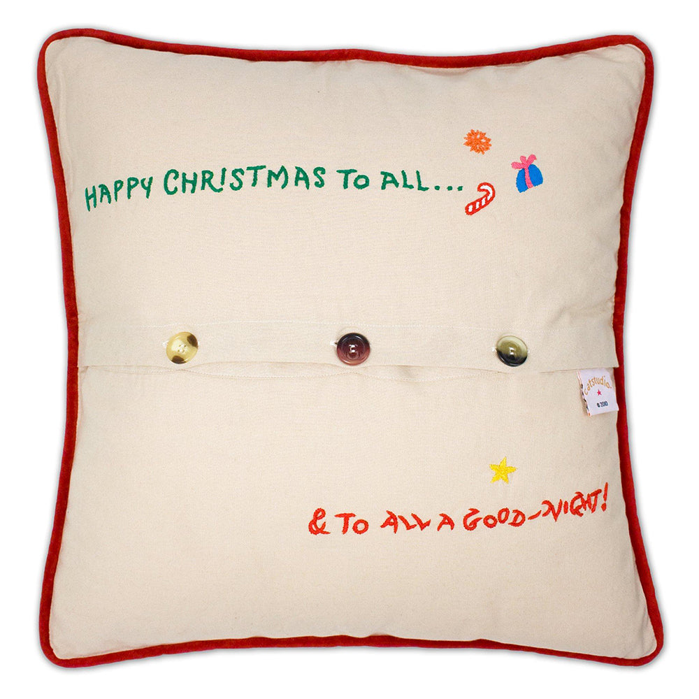 Night Before Christmas Hand-Embroidered Pillow