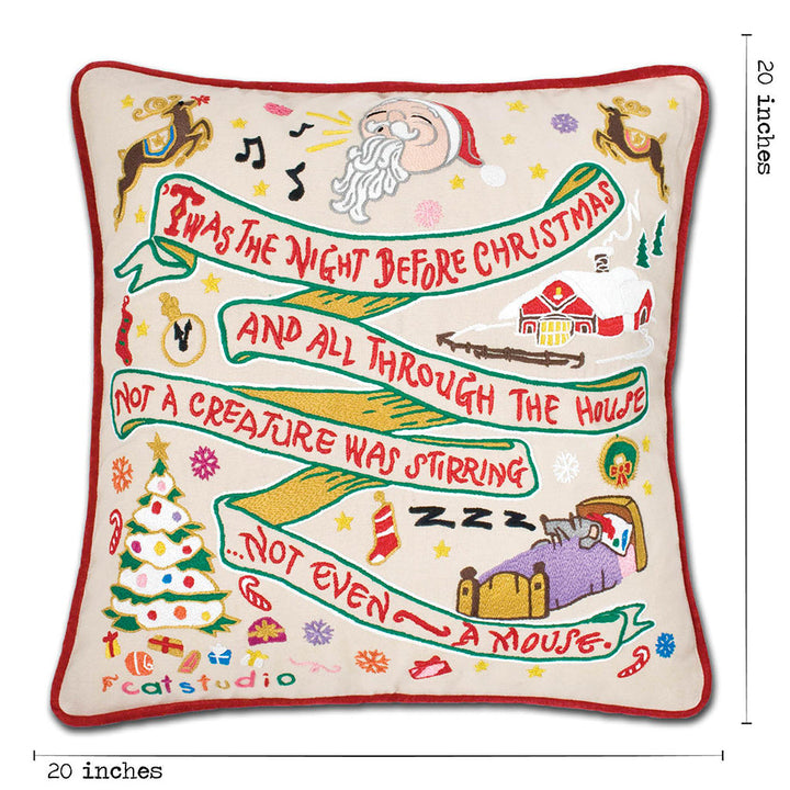 Night Before Christmas Hand-Embroidered Pillow