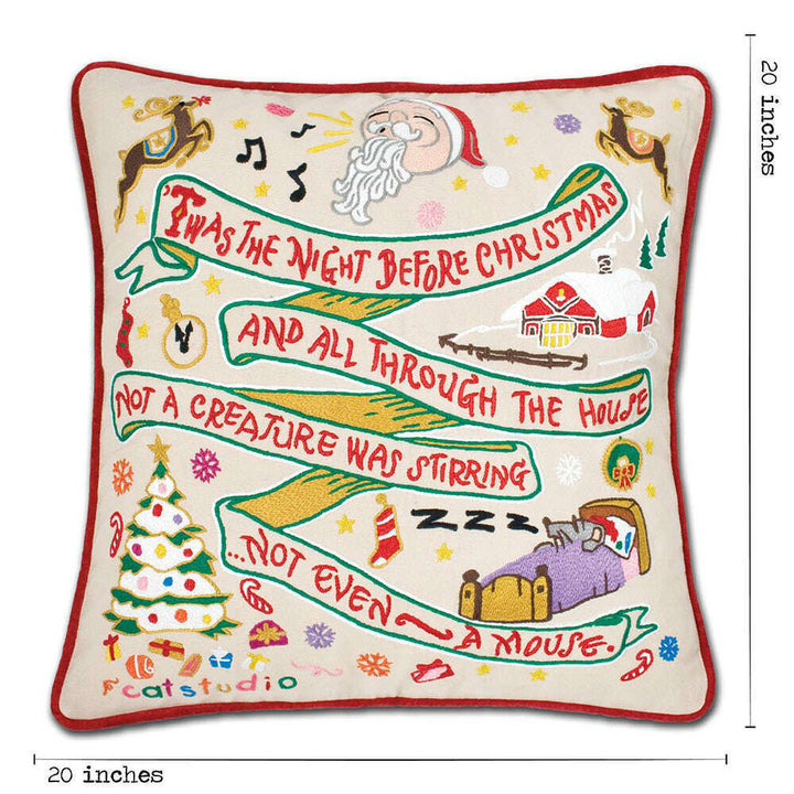 Night Before Christmas Hand-Embroidered Pillow