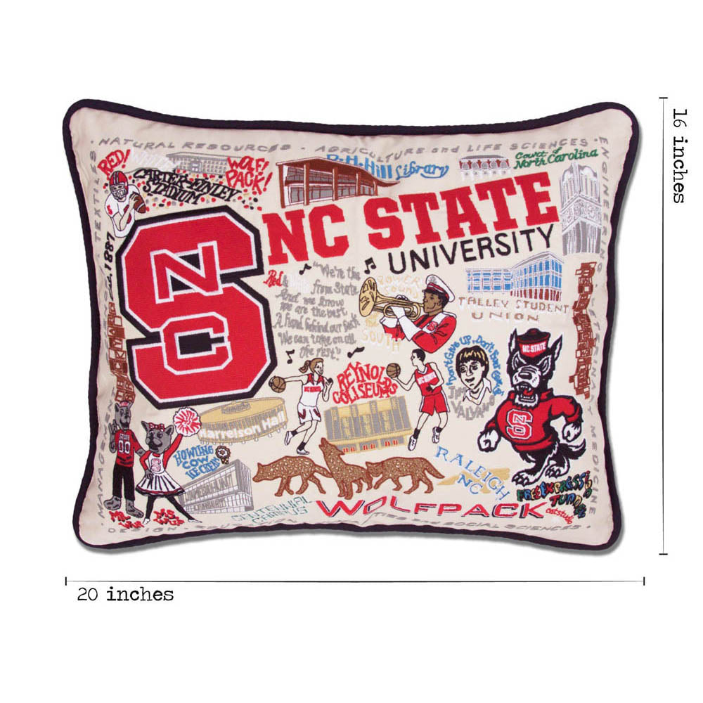 North Carolina State University Collegiate Embroidered Pillow by CatStudio