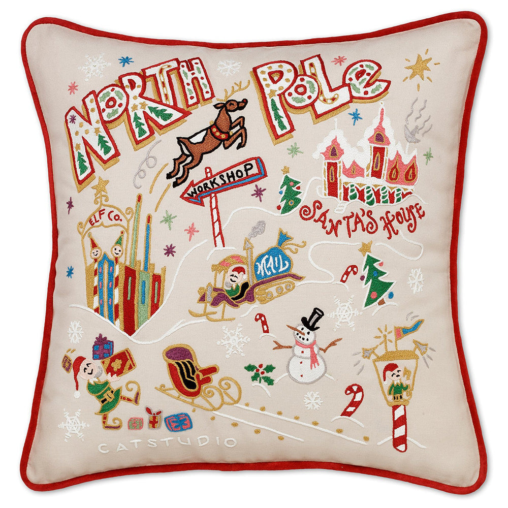 North Pole 1 Hand-Embroidered Pillow