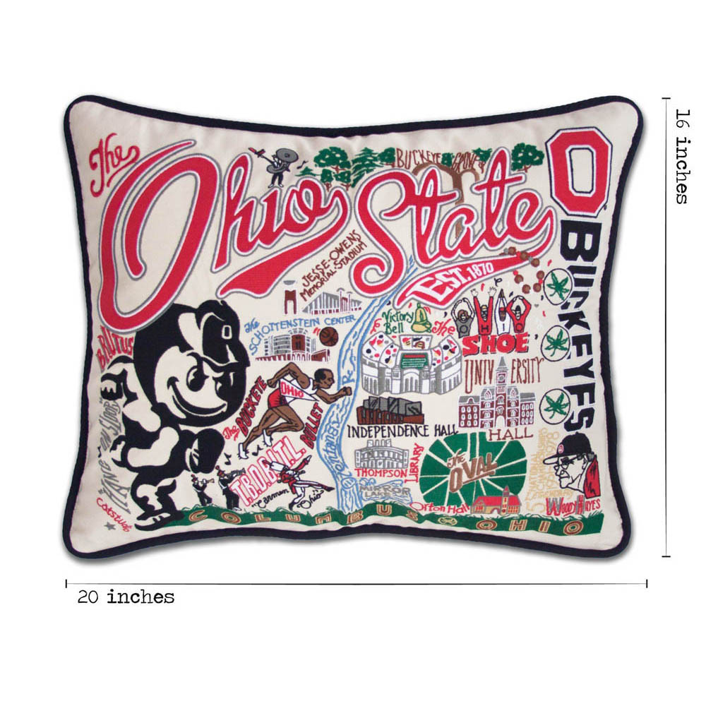Ohio State University Collegiate Embroidered Pillow by CatStudio