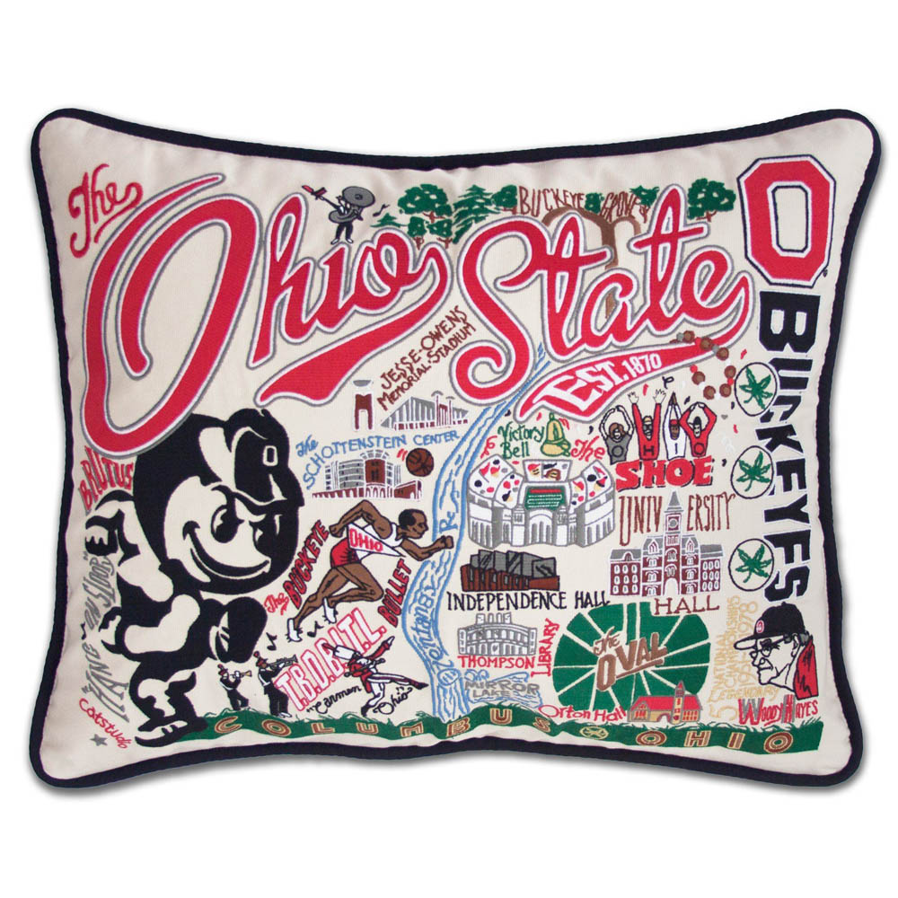 Ohio State University Collegiate Embroidered Pillow by CatStudio