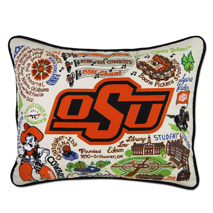 Oklahoma State University Collegiate Embroidered Pillow by CatStudio