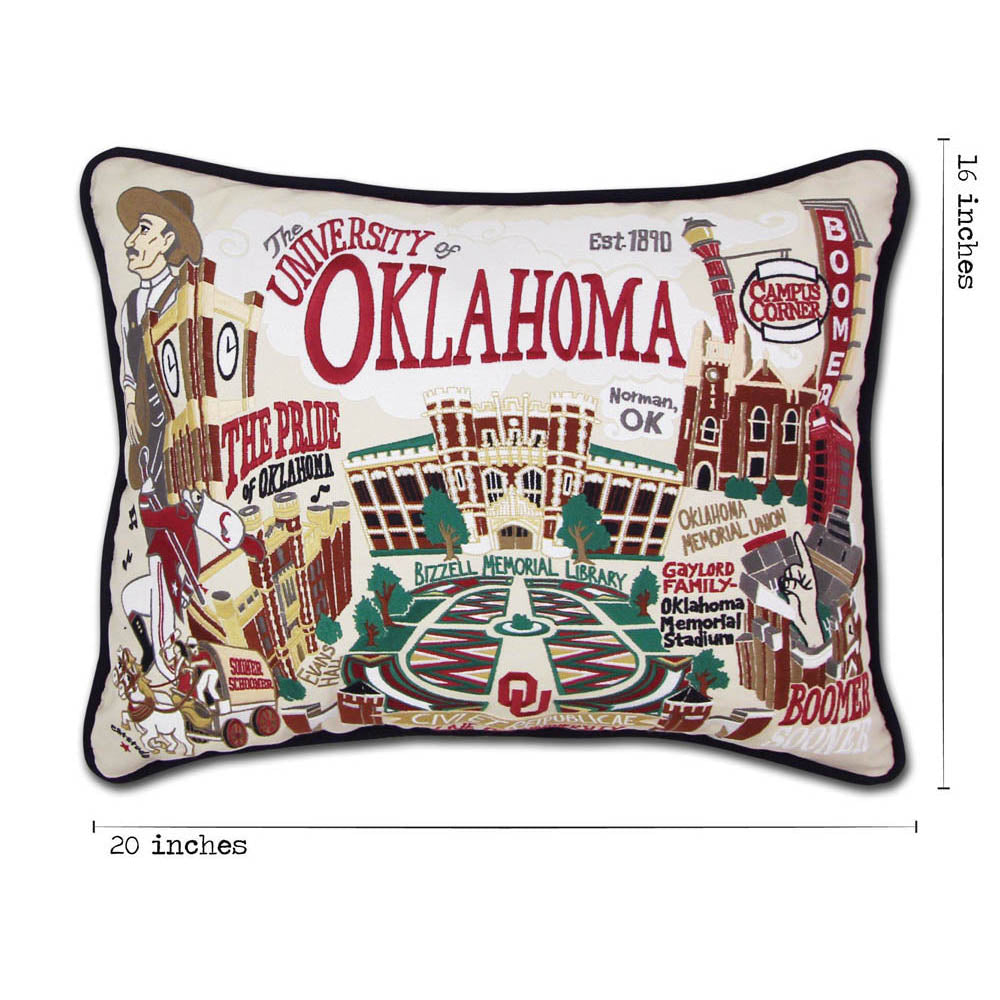 Oklahoma, University of Collegiate Embroidered Pillow by CatStudio