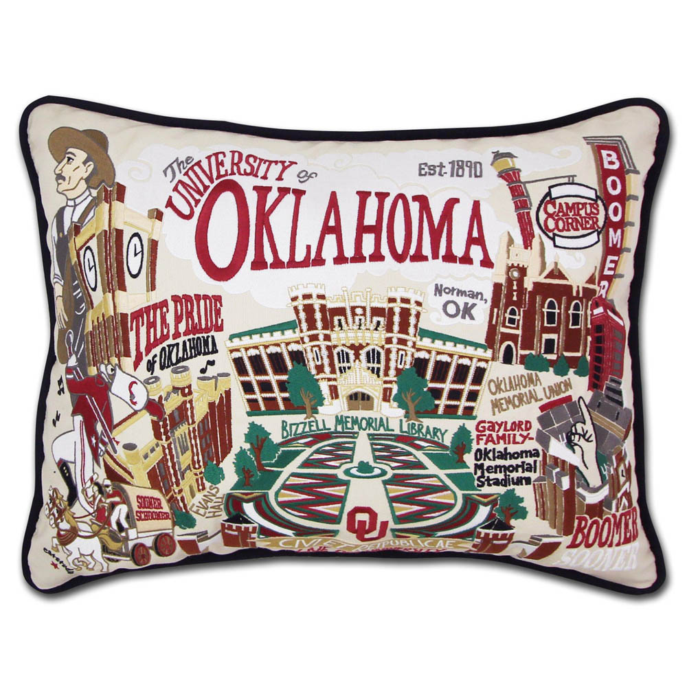 Oklahoma, University of Collegiate Embroidered Pillow by CatStudio