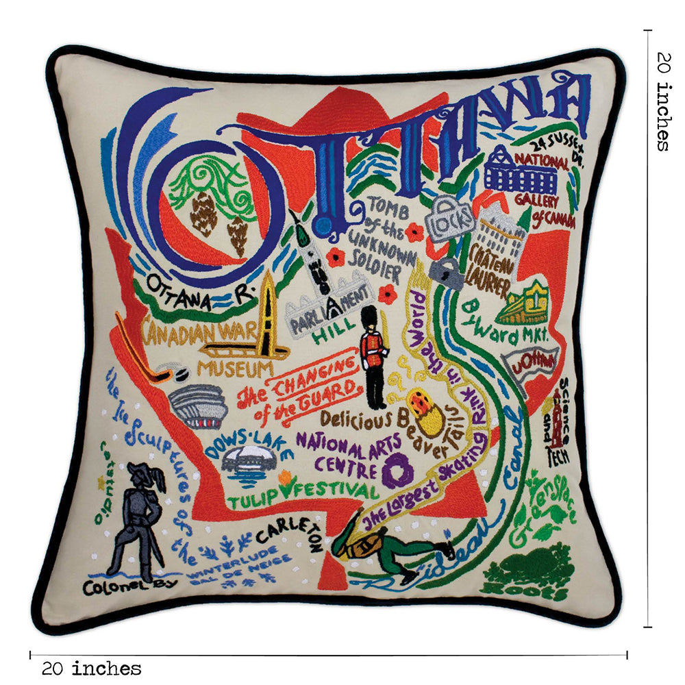 Ottawa Hand-Embroidered Pillow