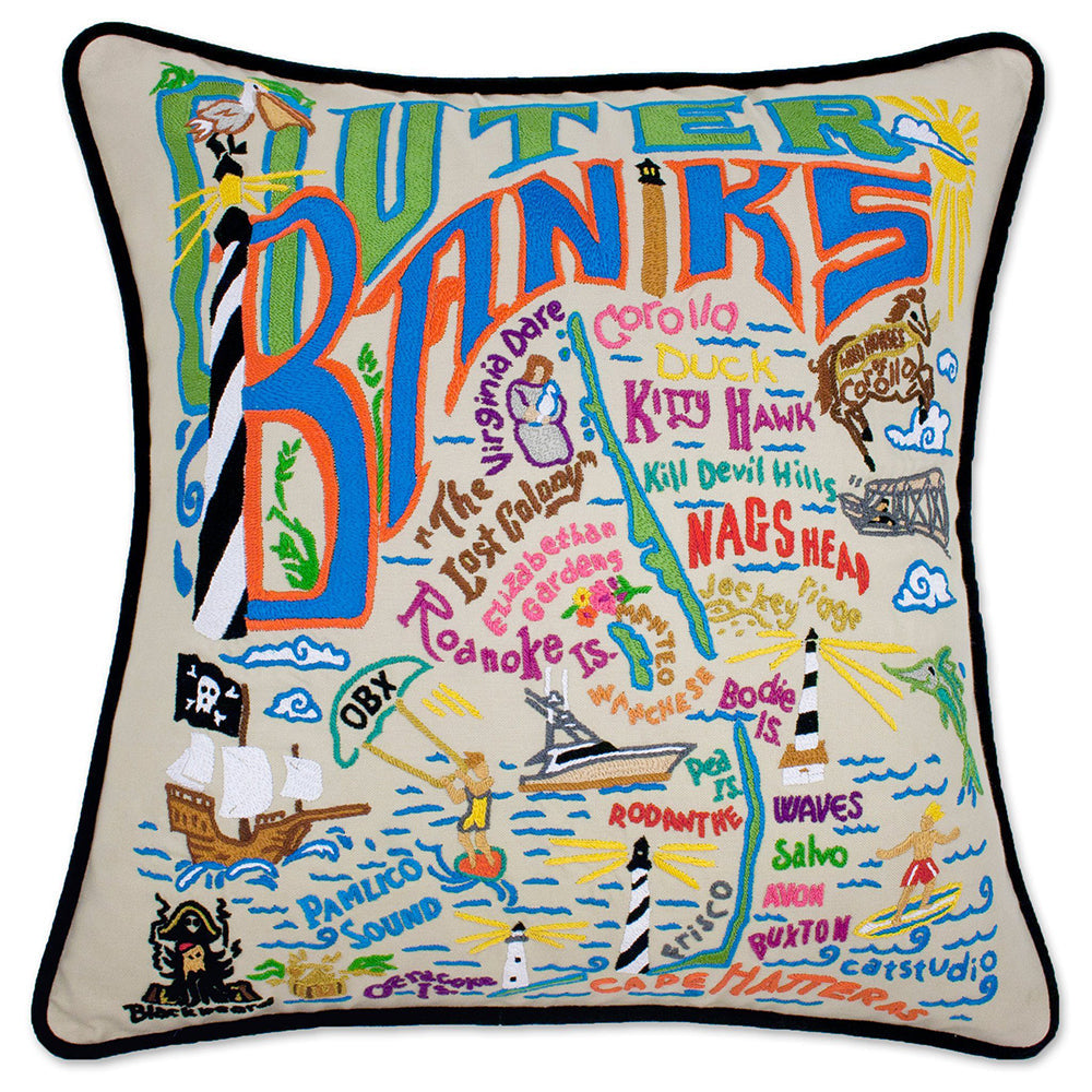 Outer Banks Hand-Embroidered Pillow