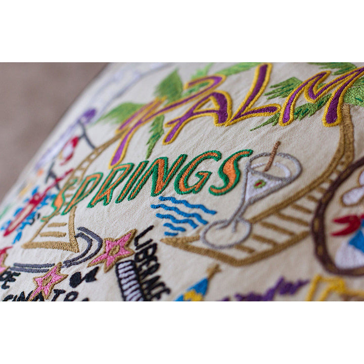 Palm Springs Hand-Embroidered Pillow