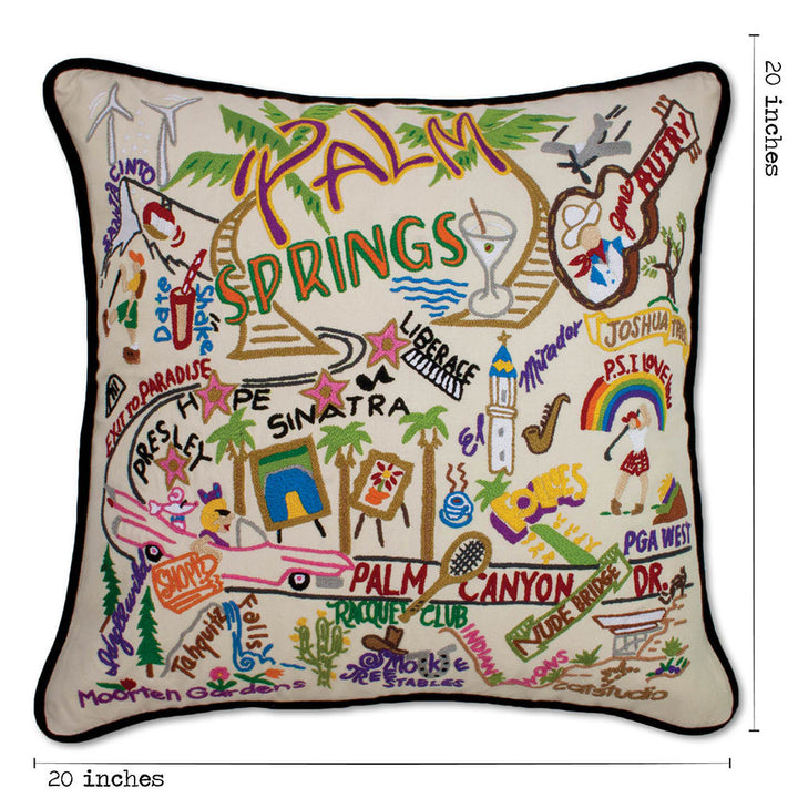 Palm Springs Hand-Embroidered Pillow