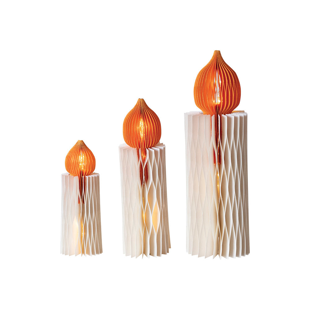 Paper Folding Honeycomb Candles w/ LED Lights, Set of 3 by Creative Co-Op