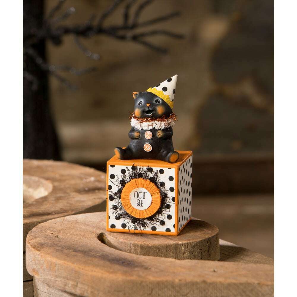 Party Hat Kitty on Block by Bethany Lowe Designs – view 3