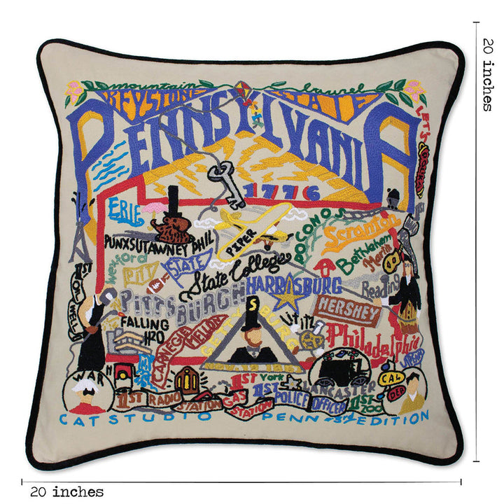 Pennsylvania Hand-Embroidered Pillow