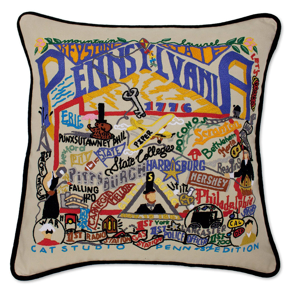 Pennsylvania Hand-Embroidered Pillow