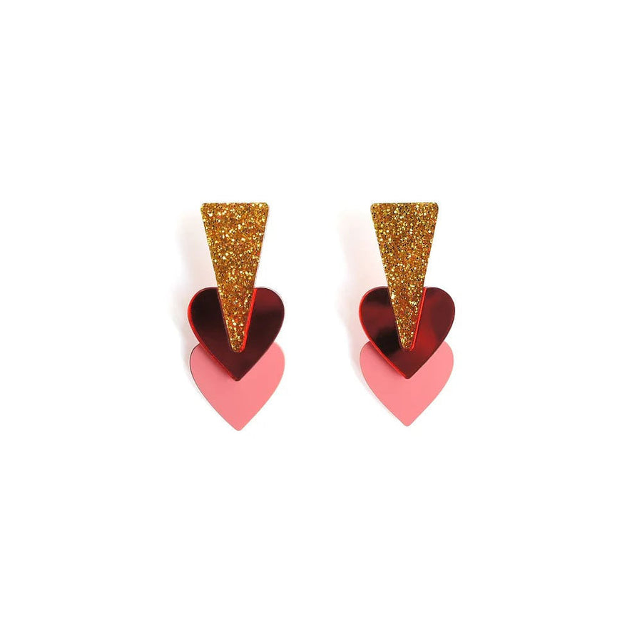 Pink Hearts Earrings by Laliblue