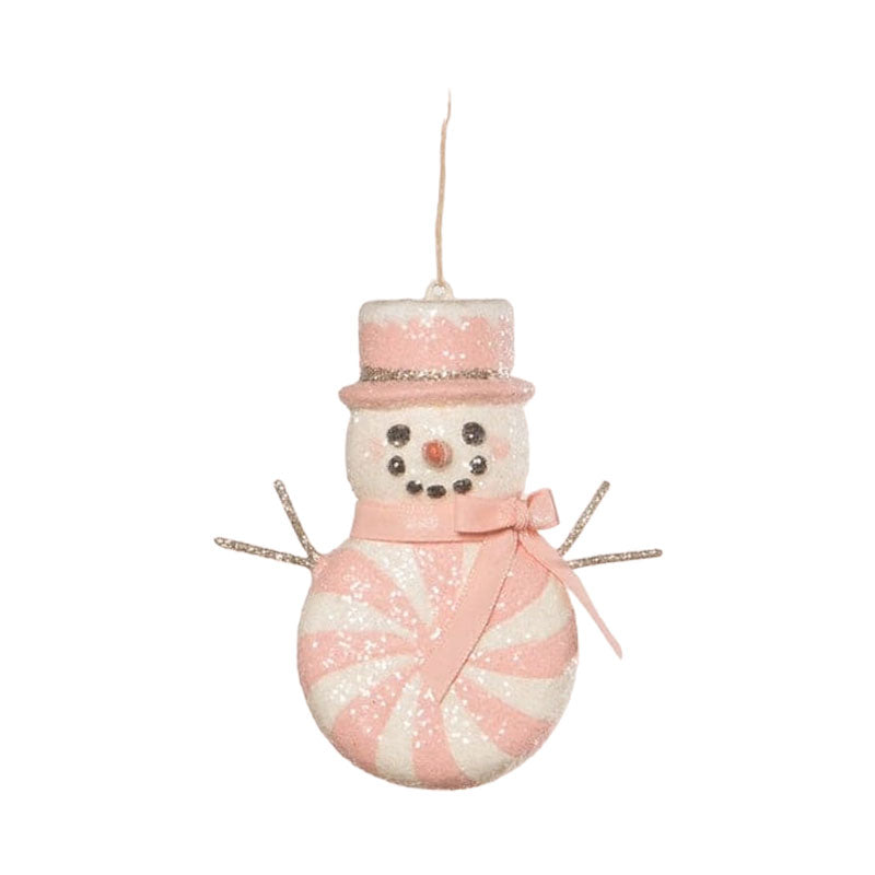Pink Peppermint Snowman Ornament by Bethany Lowe