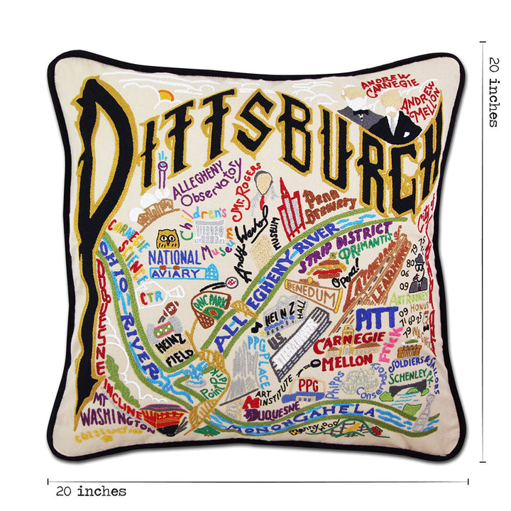 Pittsburgh Hand-Embroidered Pillow