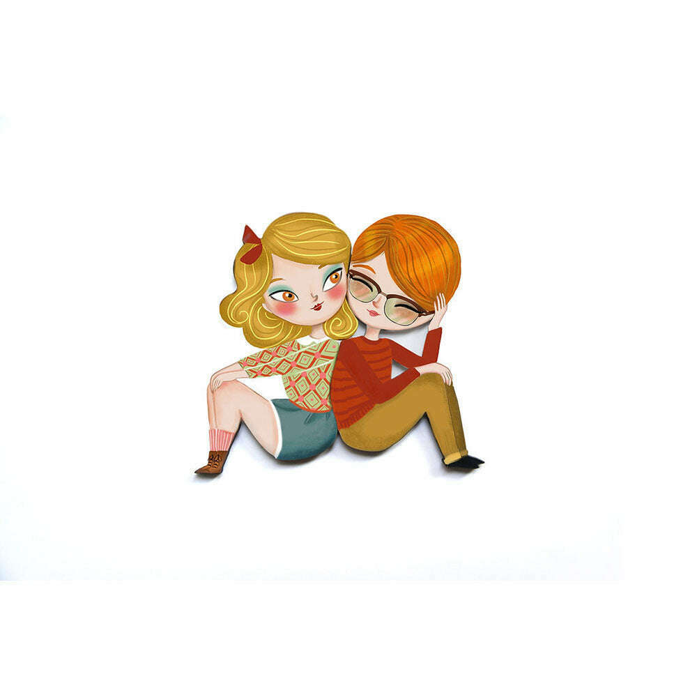 Puzzle with blonde girl brooch