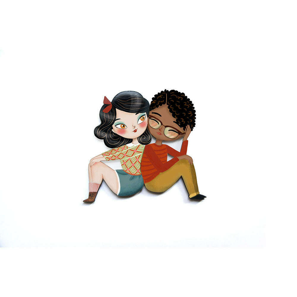 Puzzle with brunette girl brooch