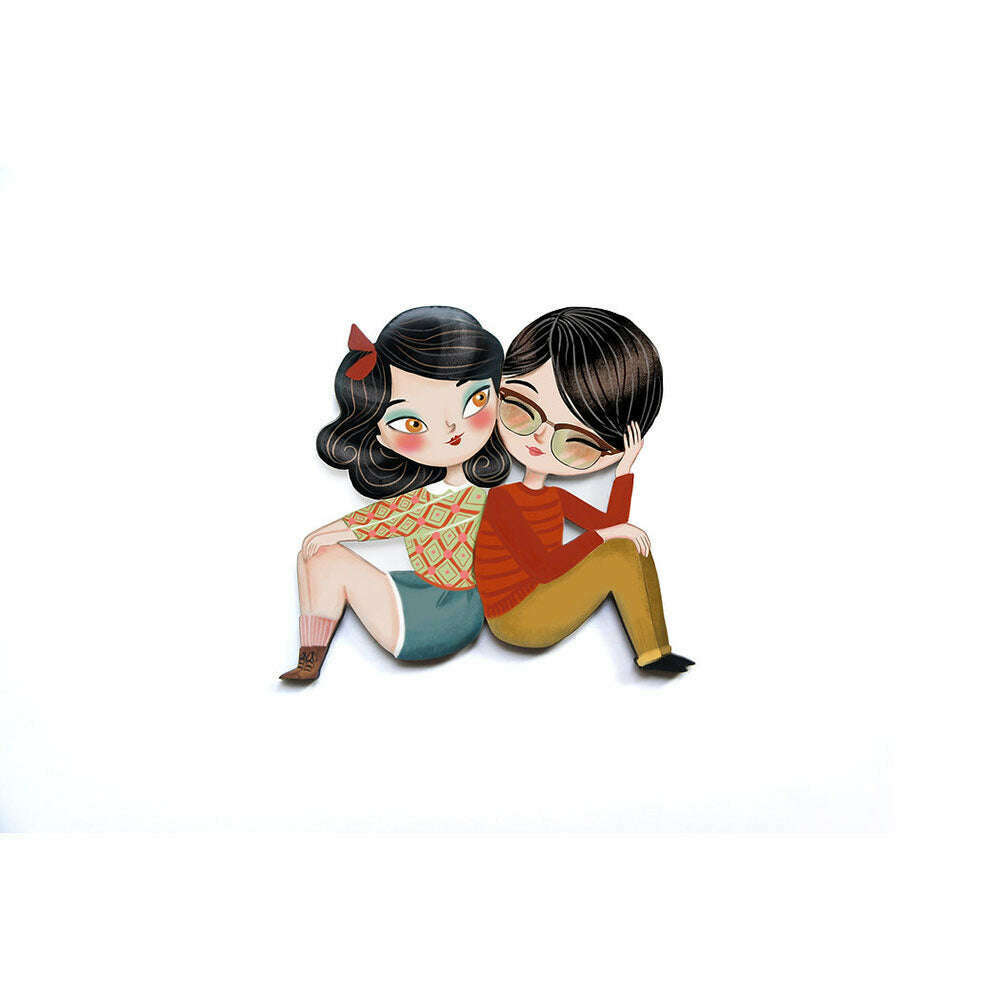 Puzzle with brunette girl brooch