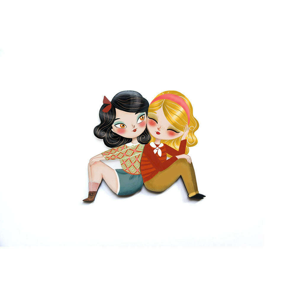 Puzzle with brunette girl brooch