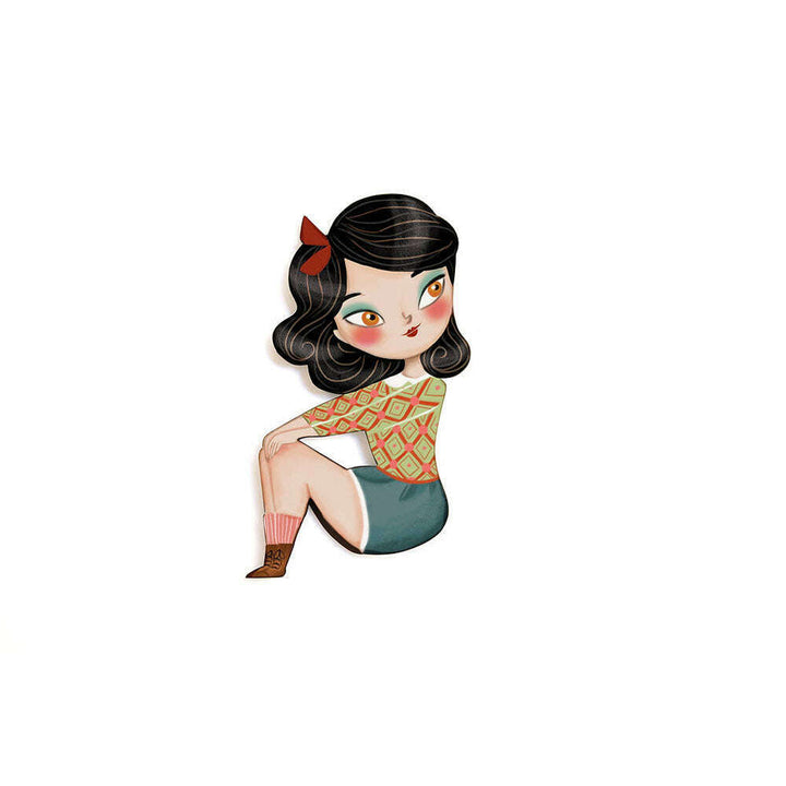 Puzzle with brunette girl brooch