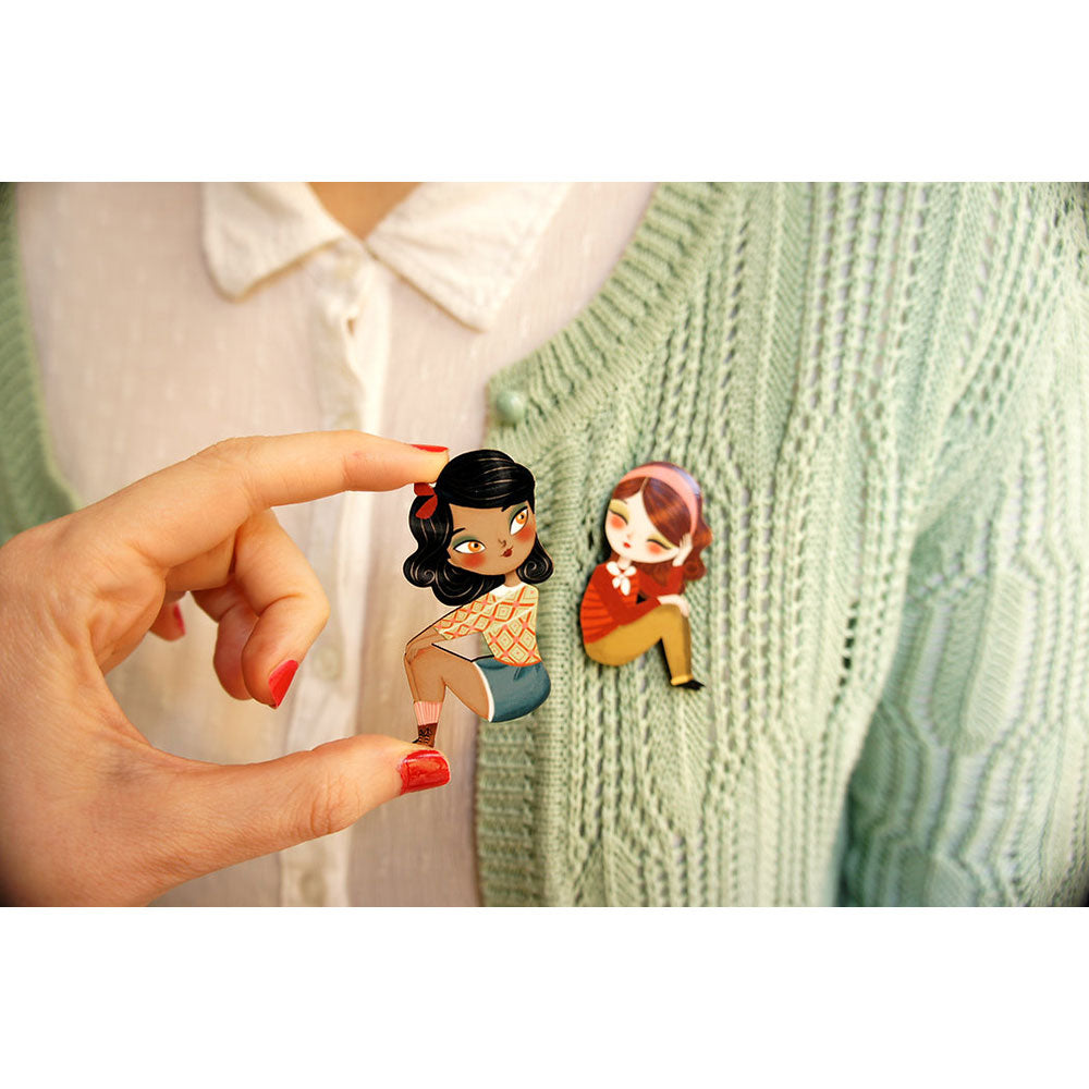 Puzzle with girl of African descent brooch by Laliblue