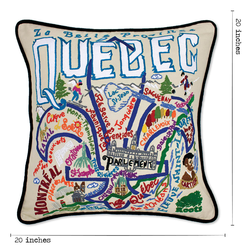 Quebec Hand-Embroidered Pillow