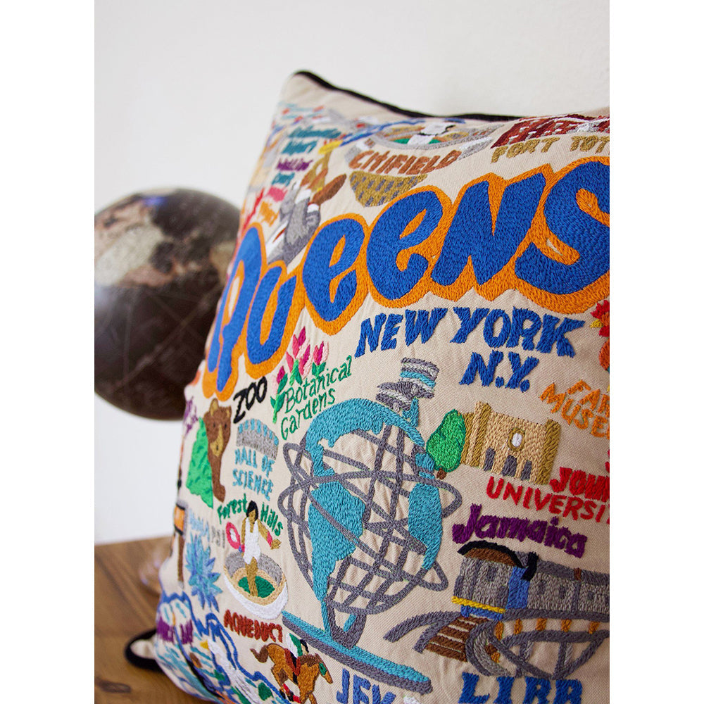 Queens Hand-Embroidered Pillow