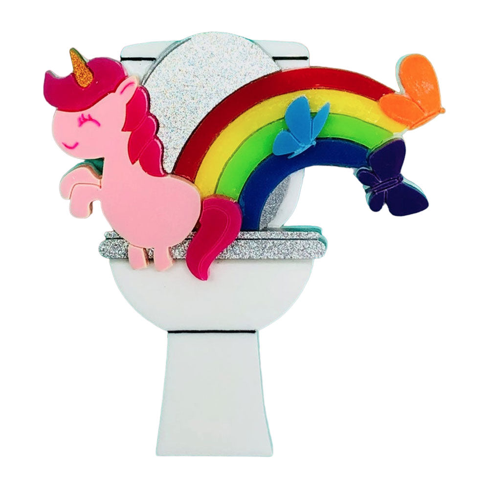 Rainbow Toilet Acrylic Brooch by Makokot Design