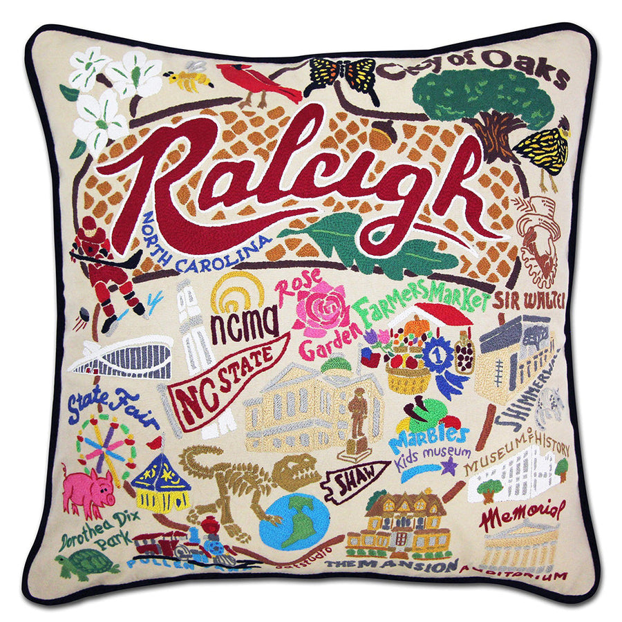 Raleigh Hand-Embroidered Pillow by Cat Studio