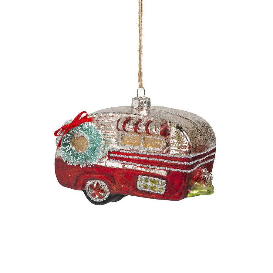 Red Camper Glass Ornament By Primitives by Kathy