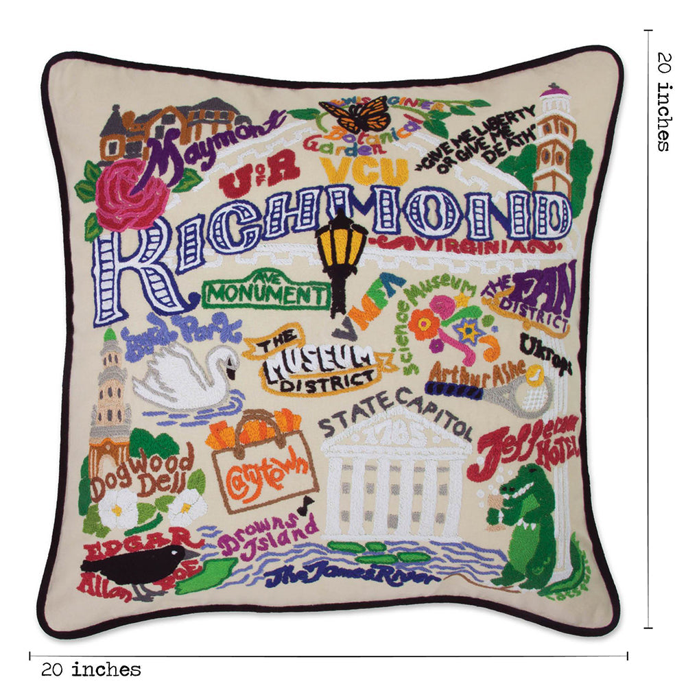 Richmond Virginia Hand-Embroidered Pillow