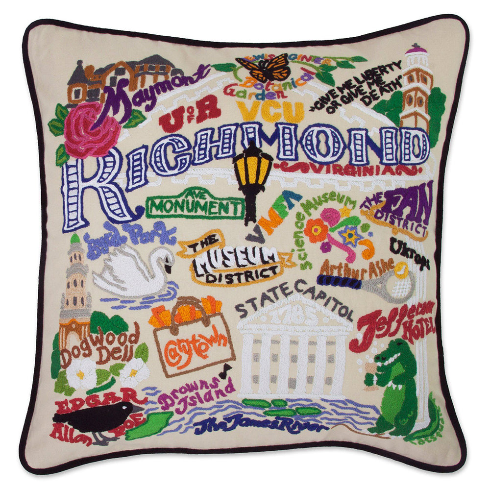 Richmond Virginia Hand-Embroidered Pillow