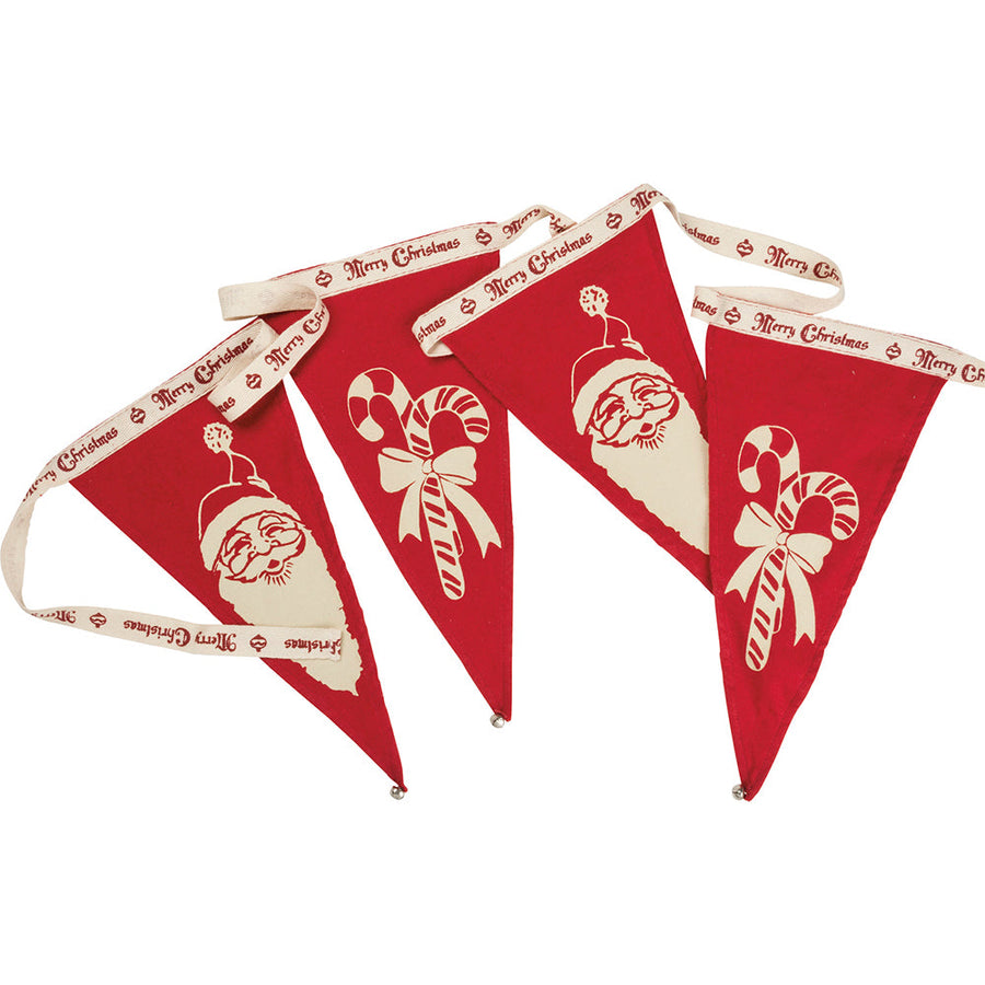 Santa And Candy Canes With Bell Pennant Banner By Primitives by Kathy