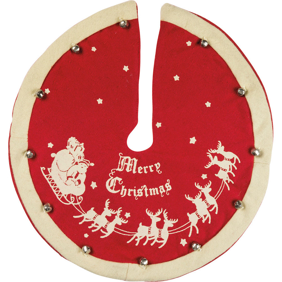 Santa And Sleigh Small Vintage Tree Skirt By Primitives by Kathy